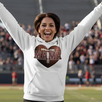 Football Mama Heart Hoodie - Athletic Pride Mom Spirit WHITE - FRONT