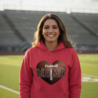 Football Mama Heart Hoodie - Athletic Pride Mom Spirit RED - FRONT
