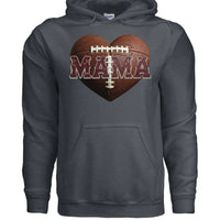 Football Mama Heart Hoodie - Athletic Pride Mom Spirit DARK HEATHER - FRONT