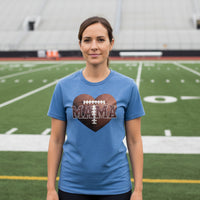 Football Mama Heart T-Shirt - Athletic Pride Mom Spirit HTHR TRUE ROYAL - FRONT