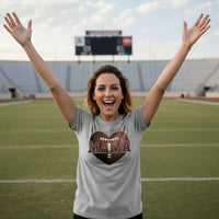 Football Mama Heart T-Shirt - Athletic Pride Mom Spirit ATHLETIC HEATHER - FRONT