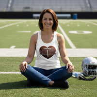 Football Mama Heart Tank Top- Athletic Pride Mom Spirit White - FRONT