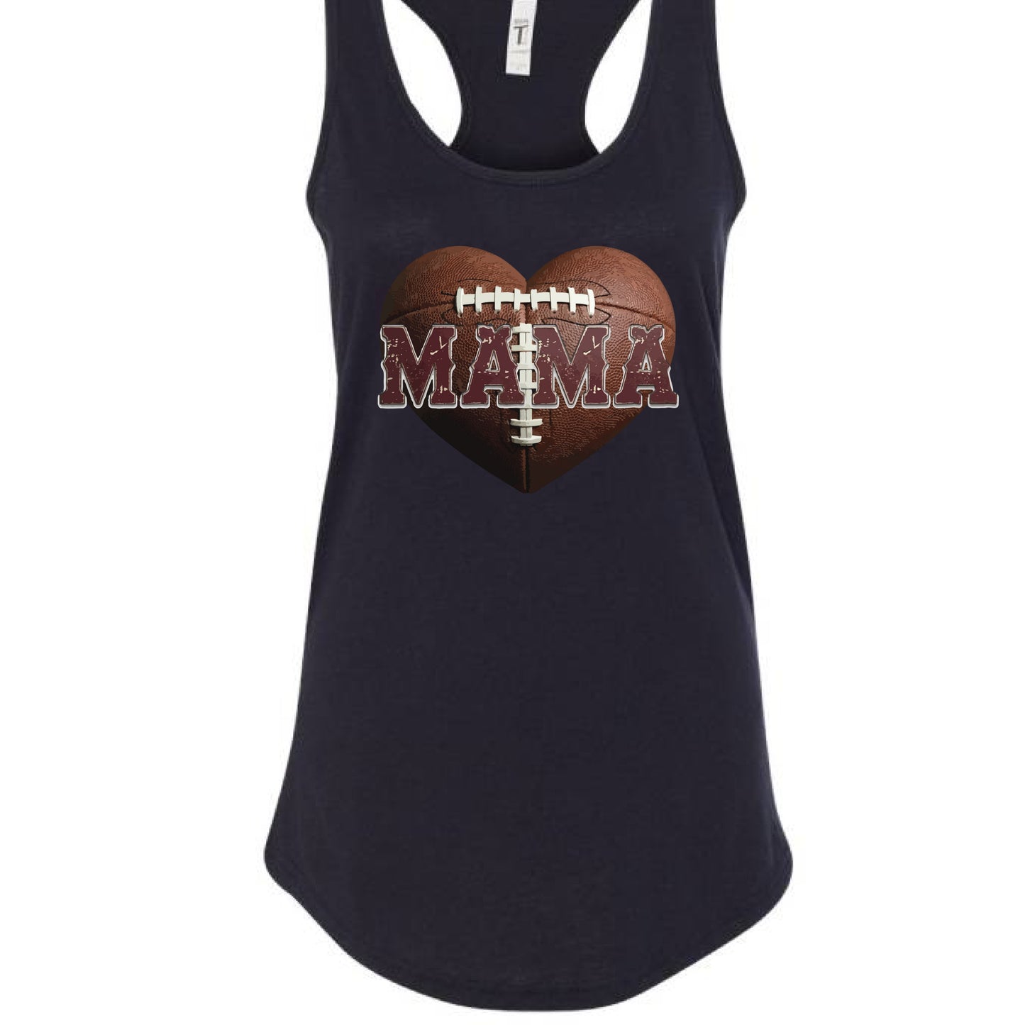 Football Mama Heart Tank Top-  Athletic Pride Mom Spirit Black - FRONT