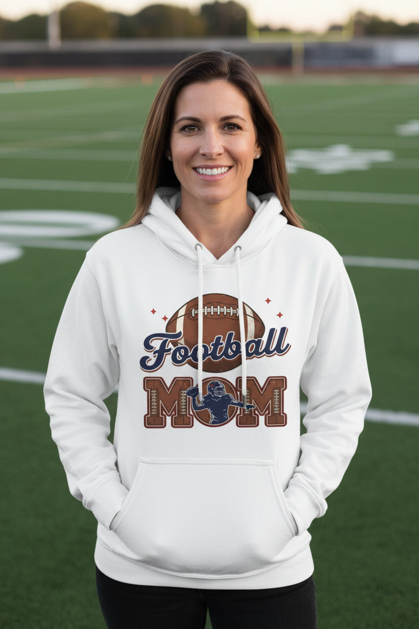 Football Mom Heartbeat Hoodie Proud Sports Family Design WHITE - SF500 - FRONT