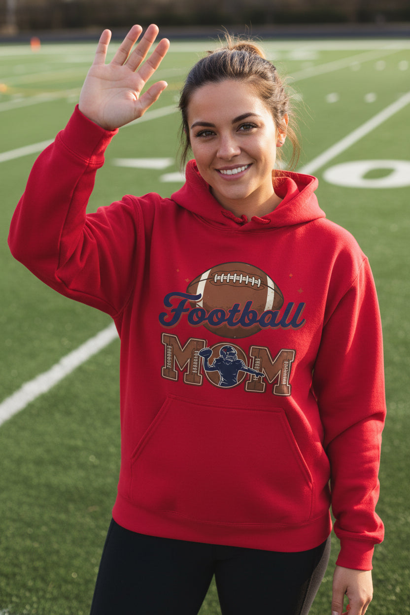Football Mom Heartbeat Hoodie Proud Sports Family Design RED - SF500 - FRONT