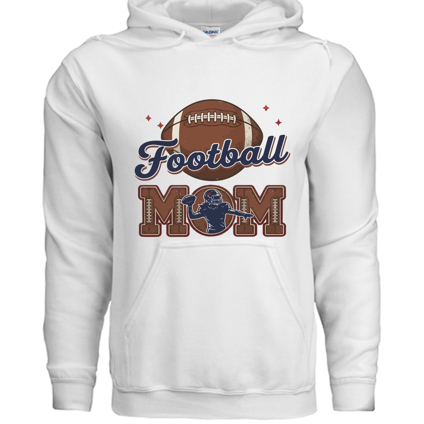 Football Mom Heartbeat Hoodie Proud Sports Family Design WHITE - SF500 - FRONT