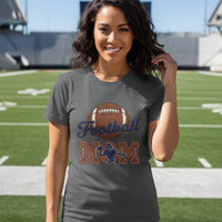 Football Mom Heartbeat T-Shirt Proud Sports Family Design DRK GREY HEATHER - 6004 - FRONT