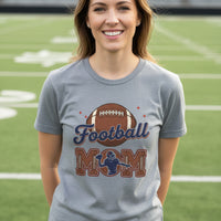 Football Mom Heartbeat T-Shirt Proud Sports Family Design ATHLETIC HEATHER - 6004 - FRONT