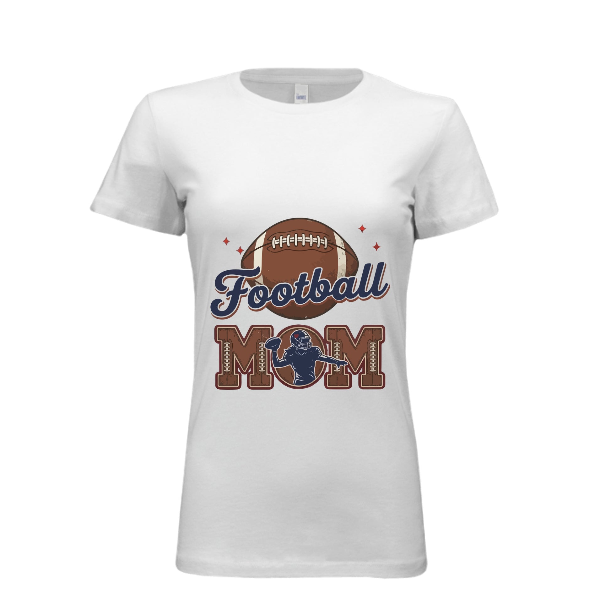Football Mom Heartbeat T-Shirt Proud Sports Family Design WHITE - 6004 - FRONT