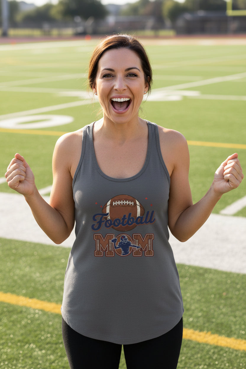 Football Mom Heartbeat Tank Top Proud Sports Family Design Dark Gray - N1533 - FRONT
