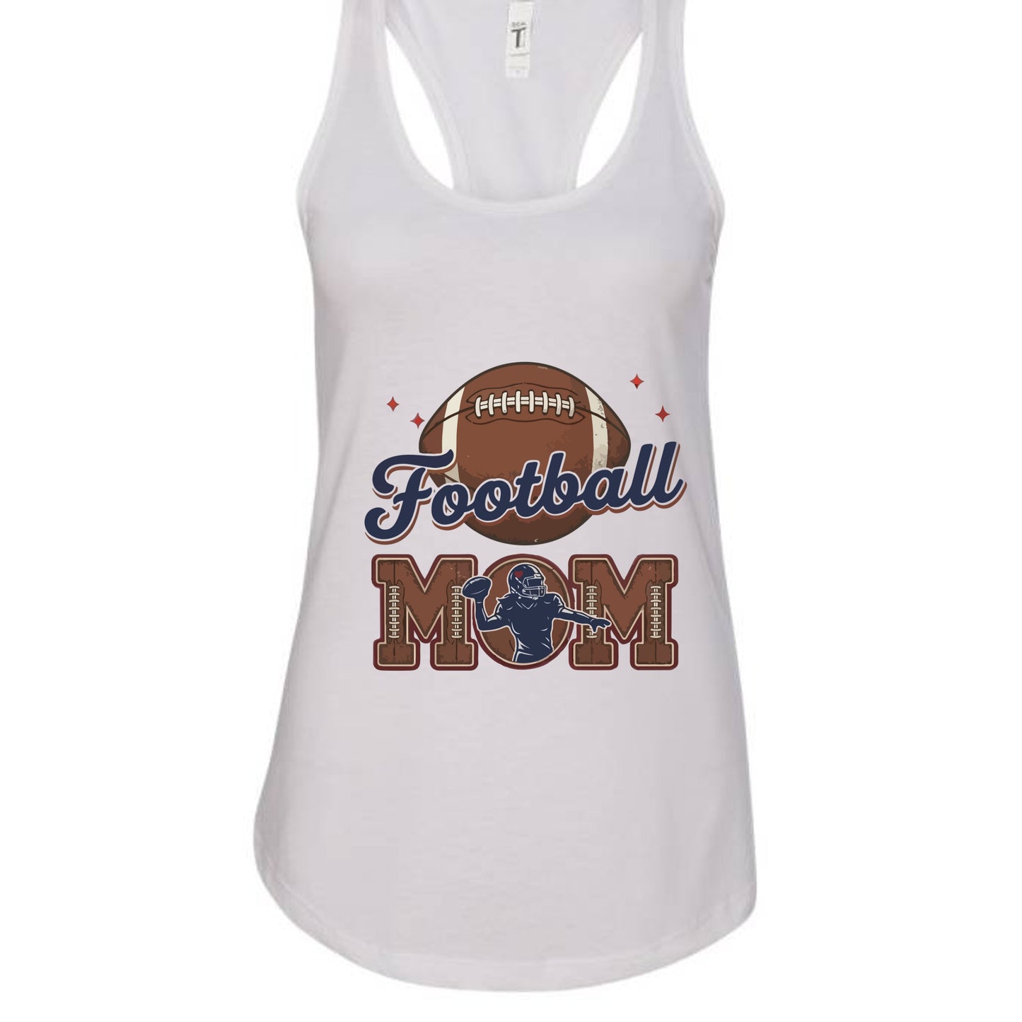 Football Mom Heartbeat Tank Top Proud Sports Family Design White - N1533 - FRONT