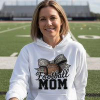 Football Mom Life – Chic Bow Game Day Statement Hoodie WHITE - SF500 - FRONT