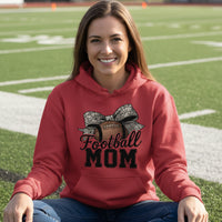 Football Mom Life – Chic Bow Game Day Statement Hoodie RED - SF500 - FRONT