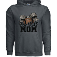 Football Mom Life – Chic Bow Game Day Statement Hoodie DARK HEATHER - SF500 - FRONT