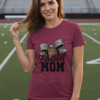 Football Mom Life – Chic Bow Game Day Statement T-Shirt MAROON - 6004 - FRONT