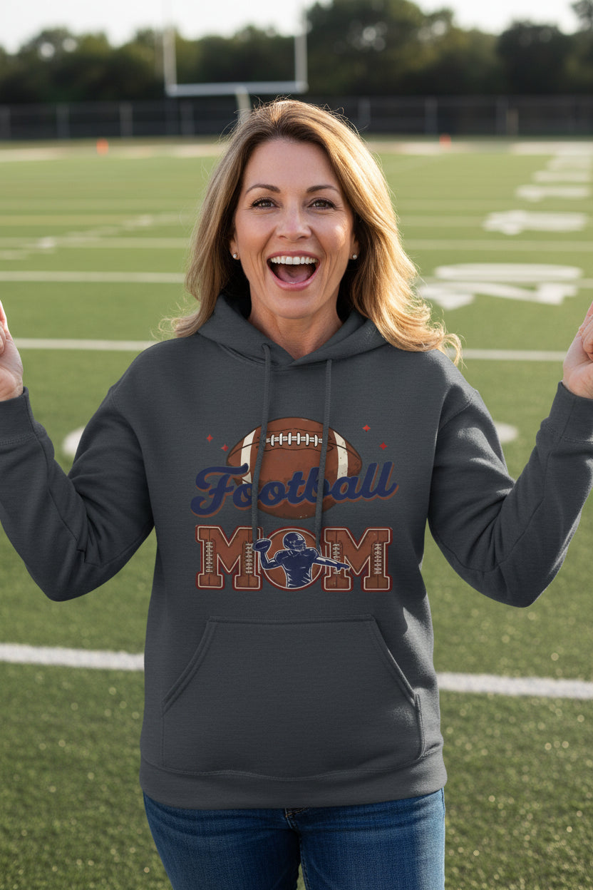 Football Mom Passion Player Silhouette Design Hoodie DARK HEATHER - SF500 - FRONT