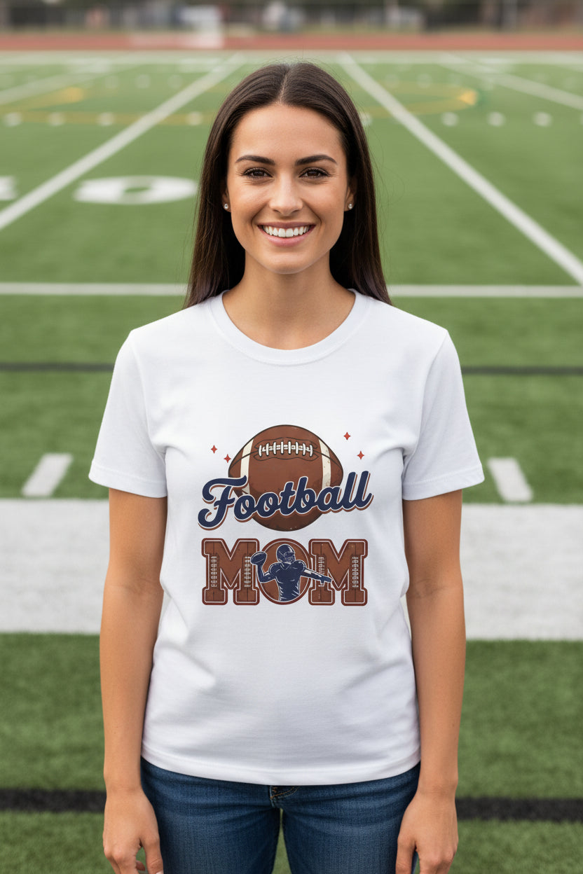Football Mom Passion Player Silhouette Design T-Shirt WHITE - 6004 - FRONT