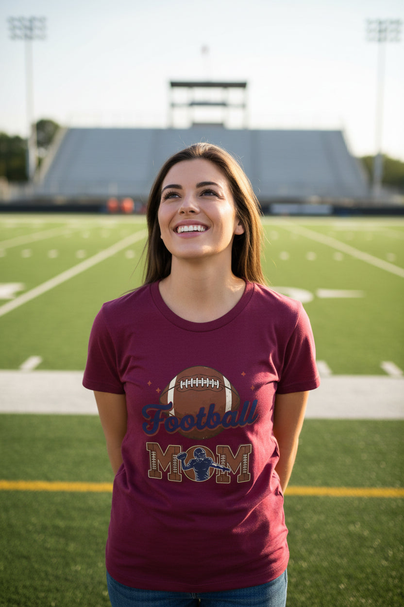 Football Mom Passion Player Silhouette Design T-Shirt MAROON - 6004 - FRONT