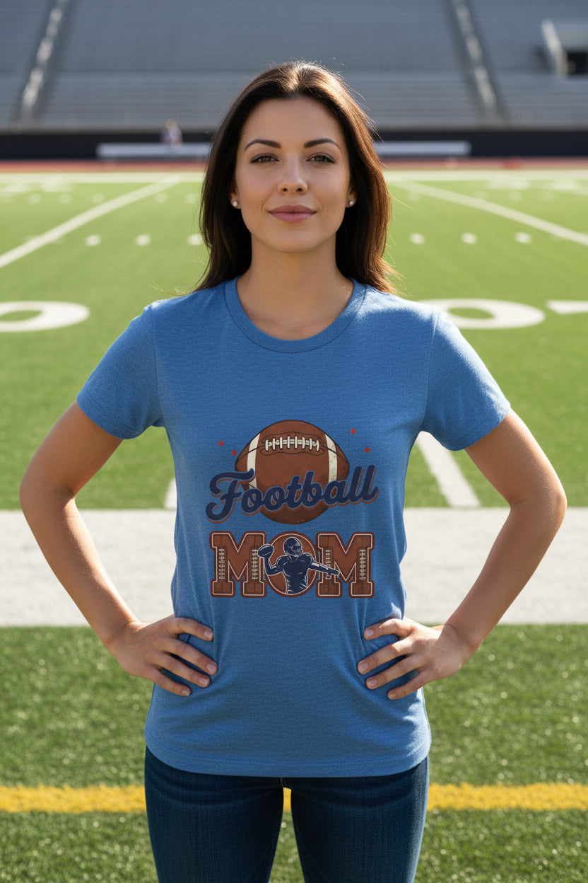 Football Mom Passion Player Silhouette Design T-Shirt  HTHR TRUE ROYAL - 6004 - FRONT