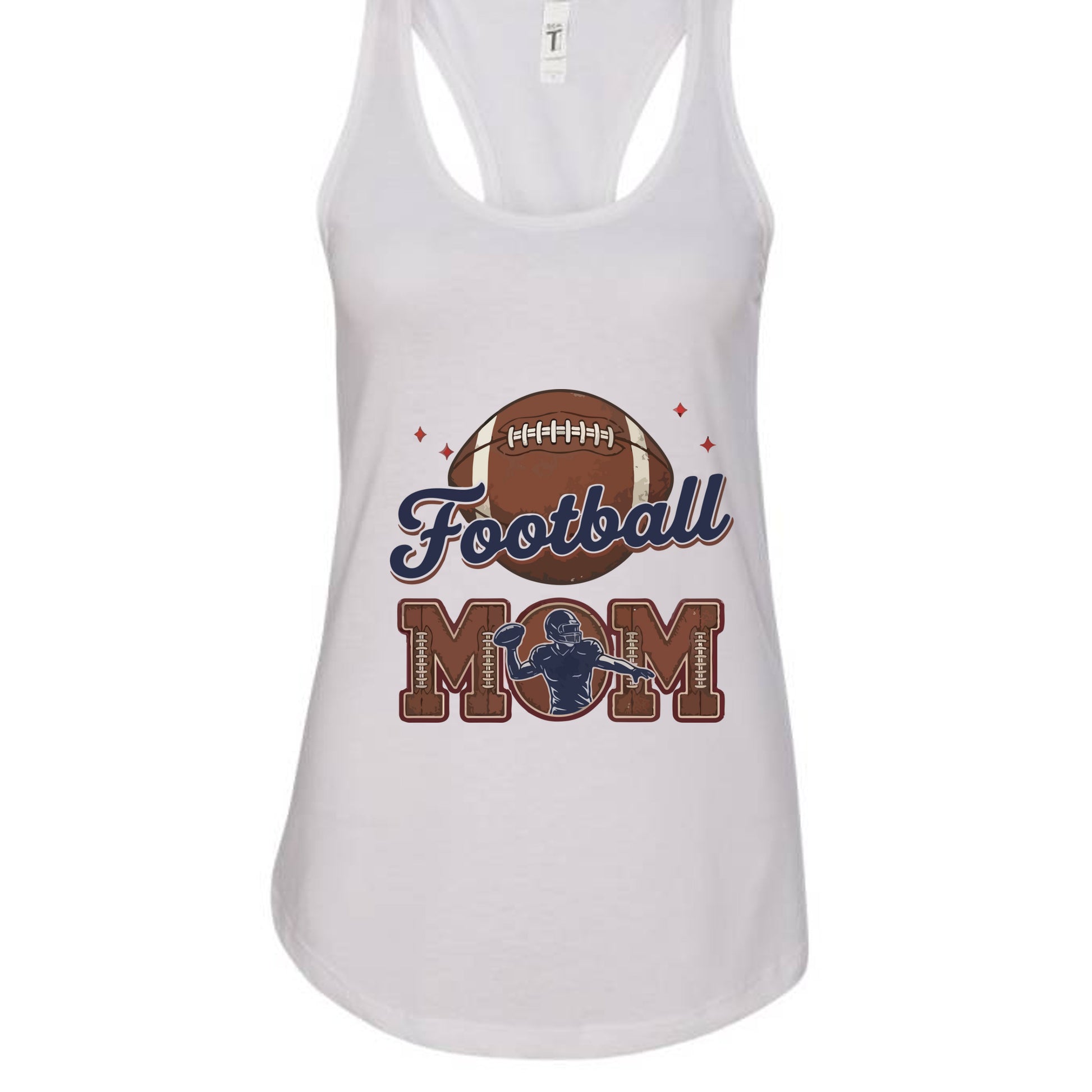 Football Mom Passion Player Silhouette Design Tank Top White - N1533 - FRONT