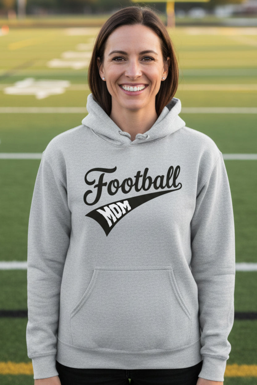 Football Mom Vibes – Stylish Sports Parent Pride Statement Hoodie SPORT GREY - FRONT