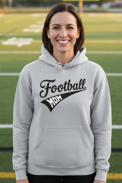 Football Mom Vibes – Stylish Sports Parent Pride Statement Hoodie SPORT GREY - FRONT
