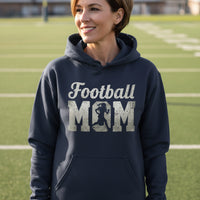 Football Mom Vintage Design – Proud Sports Mom Game Day Spirit Hoodie NAVY - FRONT