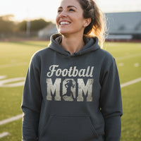 Football Mom Vintage Design – Proud Sports Mom Game Day Spirit Hoodie DARK HEATHER - FRONT