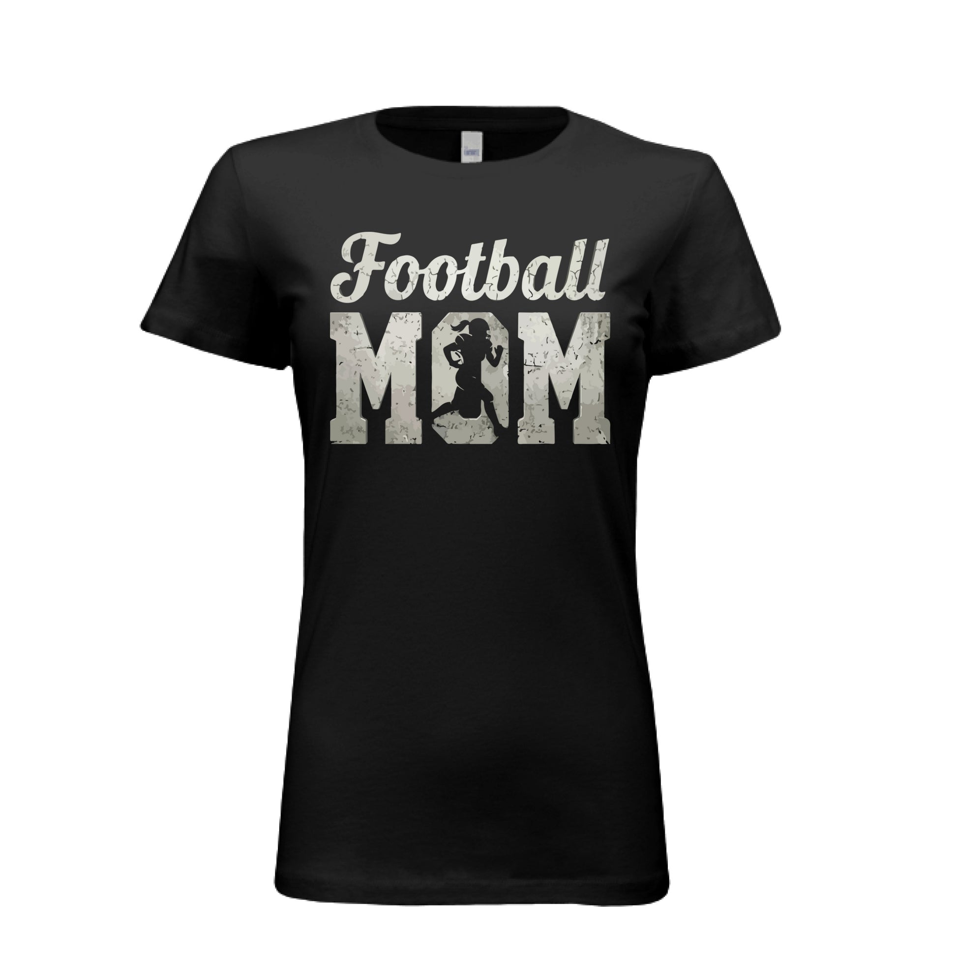Football Mom Vintage Design – Proud Sports Mom Game Day Spirit T-Shirt BLACK- FRONT