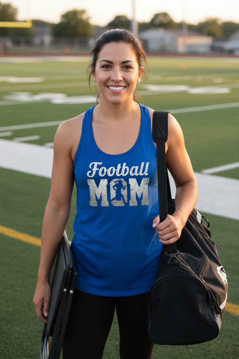 Football Mom Vintage Design – Proud Sports Mom Game Day Spirit Tank Top Royal - FRONT