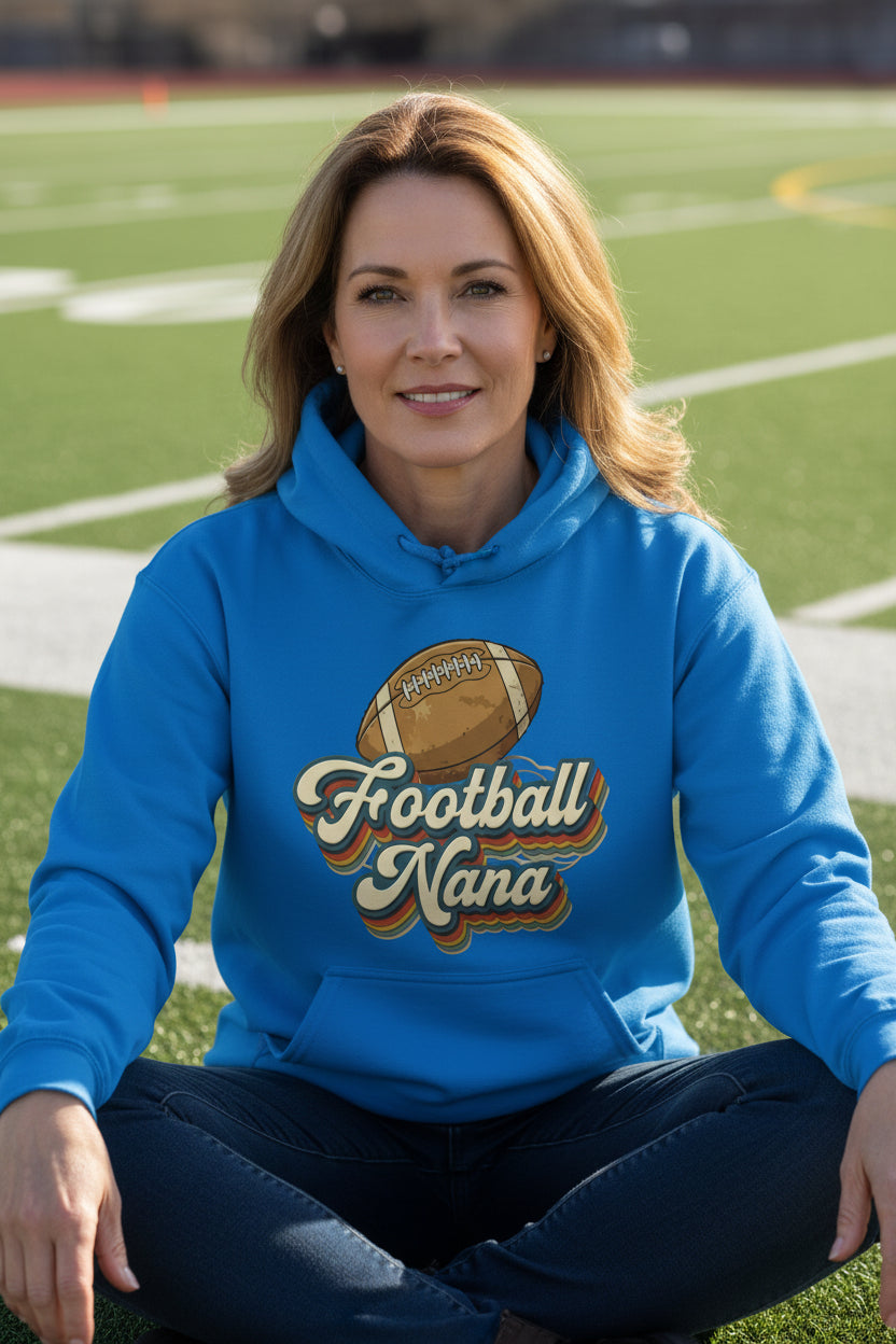 Football Nana Groovy Retro Sports Family Fan Hoodie Royal - SF500 - FRONT