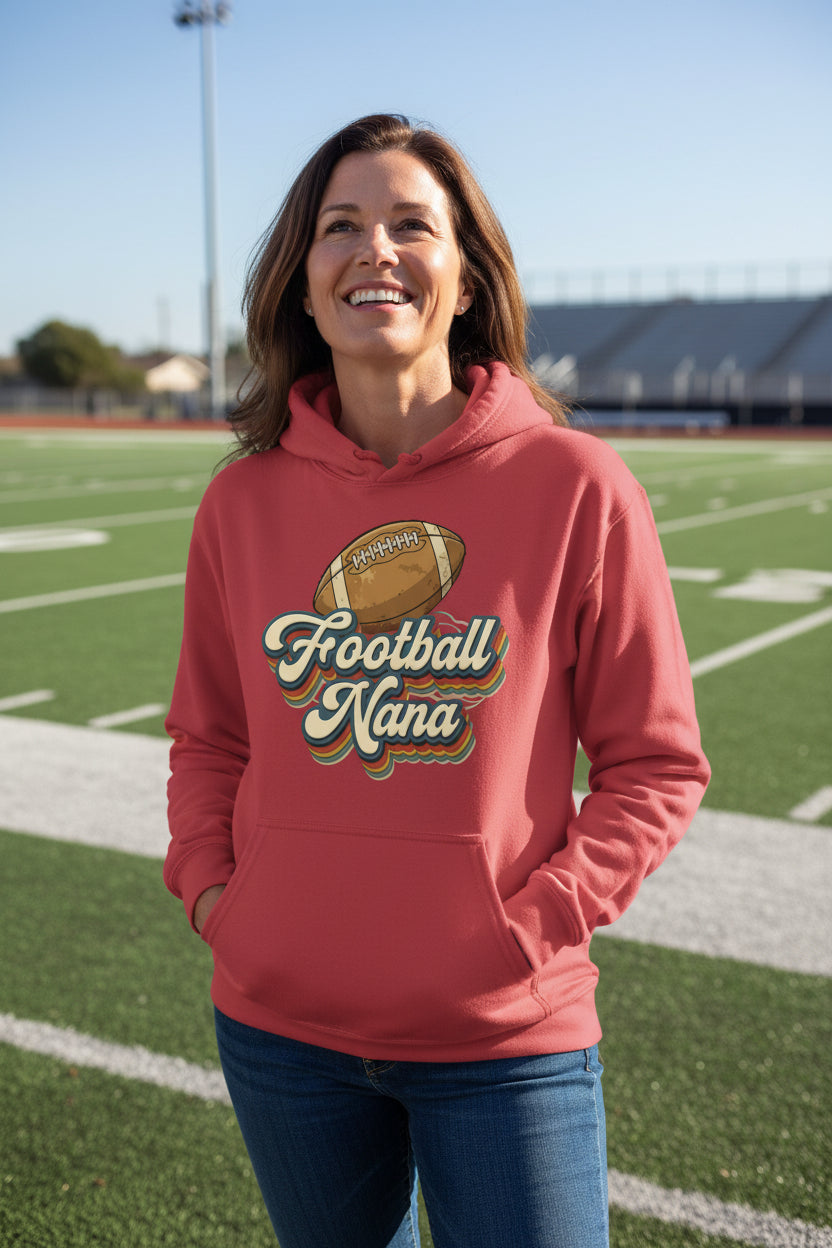 Football Nana Groovy Retro Sports Family Fan Hoodie RED - SF500 - FRONT