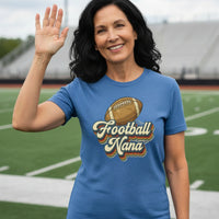 Football Nana Groovy Retro Sports Family Fan T-Shirt HTHR TRUE ROYAL - 6004 - FRONT