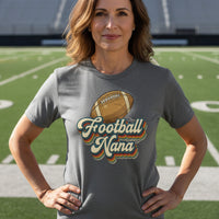Football Nana Groovy Retro Sports Family Fan T-Shirt DEEP HEATHER - 6004 - FRONT