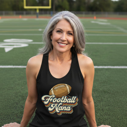 Football Nana Groovy Retro Sports Family Fan Tank Top Black - N1533 - FRONT