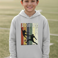 Football Player Retro Sunset Hoodie for Boys Touchdown Athlete Vintage Style Silver - YST358 - FRONT