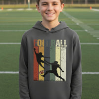 Football Player Retro Sunset Hoodie for Boys Touchdown Athlete Vintage Style Iron Grey - YST358 - FRONT