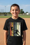 Football Player Retro Sunset T-Shirt for Boys Touchdown Athlete Vintage Style Black - G640B - FRONT