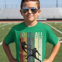 Football Player Retro Sunset T-Shirt for Boys Touchdown Athlete Vintage Style Irish Green - G640B - FRONT