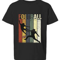 Football Player Retro Sunset T-Shirt for Boys Touchdown Athlete Vintage Style Black - G640B - FRONT