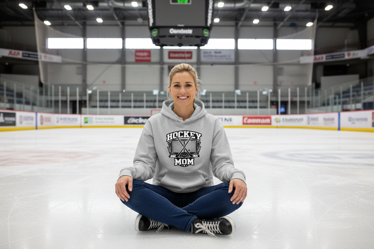Game Day Hockey Mom Hoodie Graphic – Bold Athletic Family Supporter Design SPORT GREY - FRONT