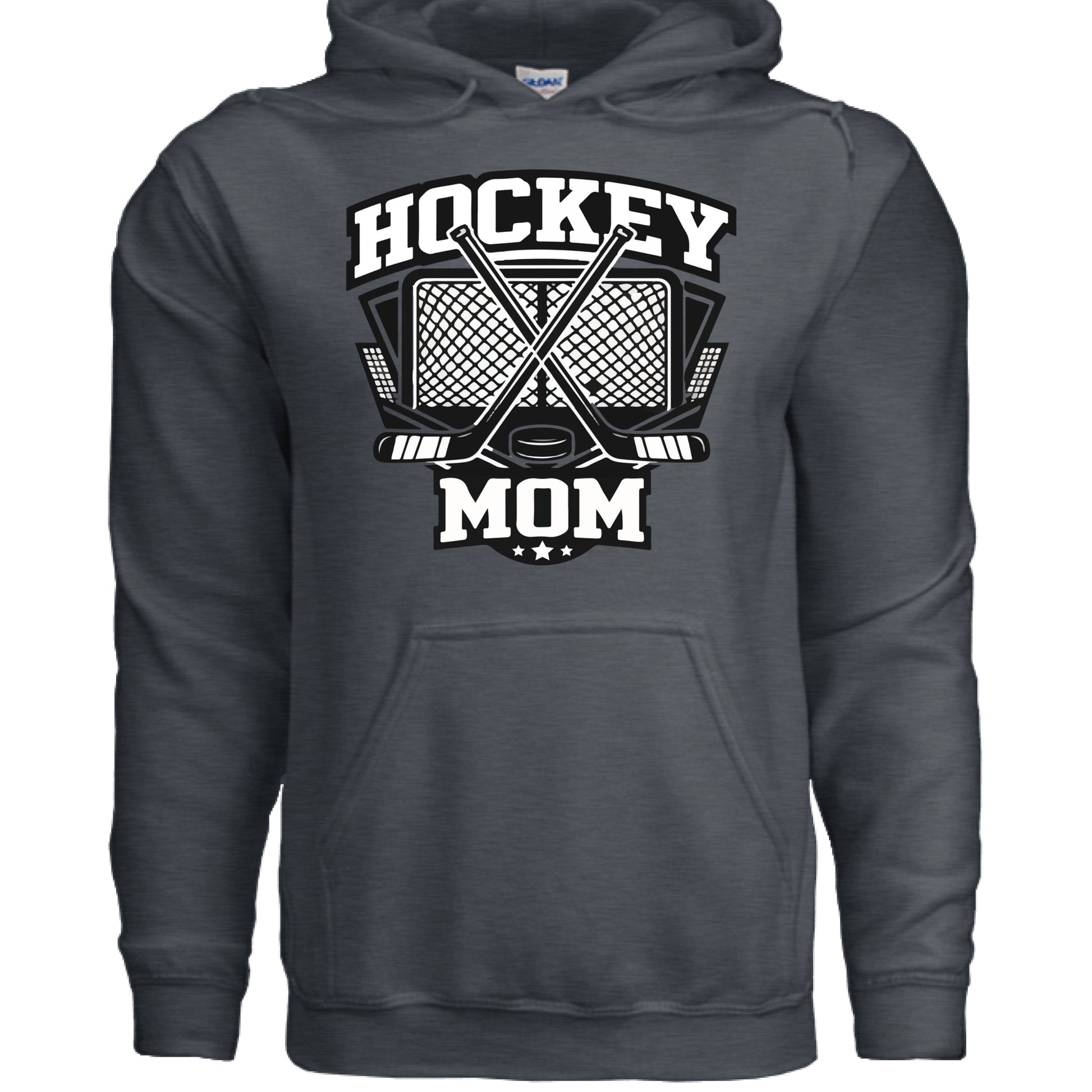 Game Day Hockey Mom Hoodie Graphic – Bold Athletic Family Supporter Design DARK HEATHER - FRONT