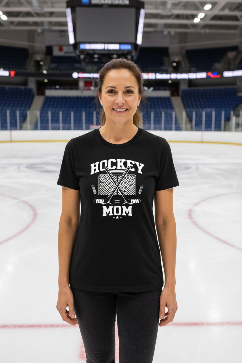 Game Day Hockey Mom T-Shirt Graphic – Bold Athletic Family Supporter Design SOLID BLK BLEND - FRONT