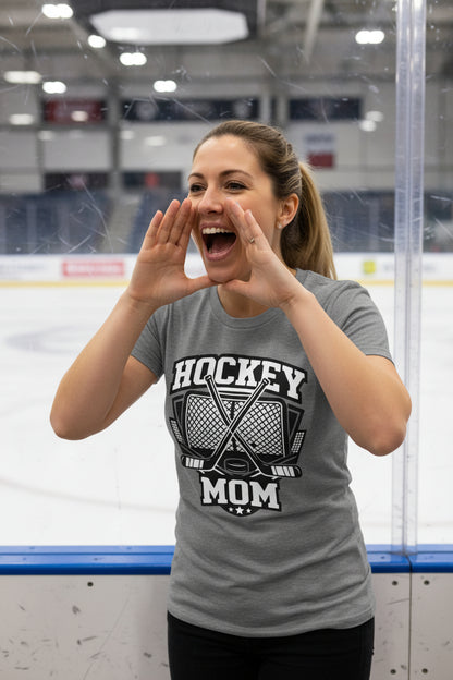 Game Day Hockey Mom T-Shirt Graphic – Bold Athletic Family Supporter Design DEEP HEATHER - FRONT