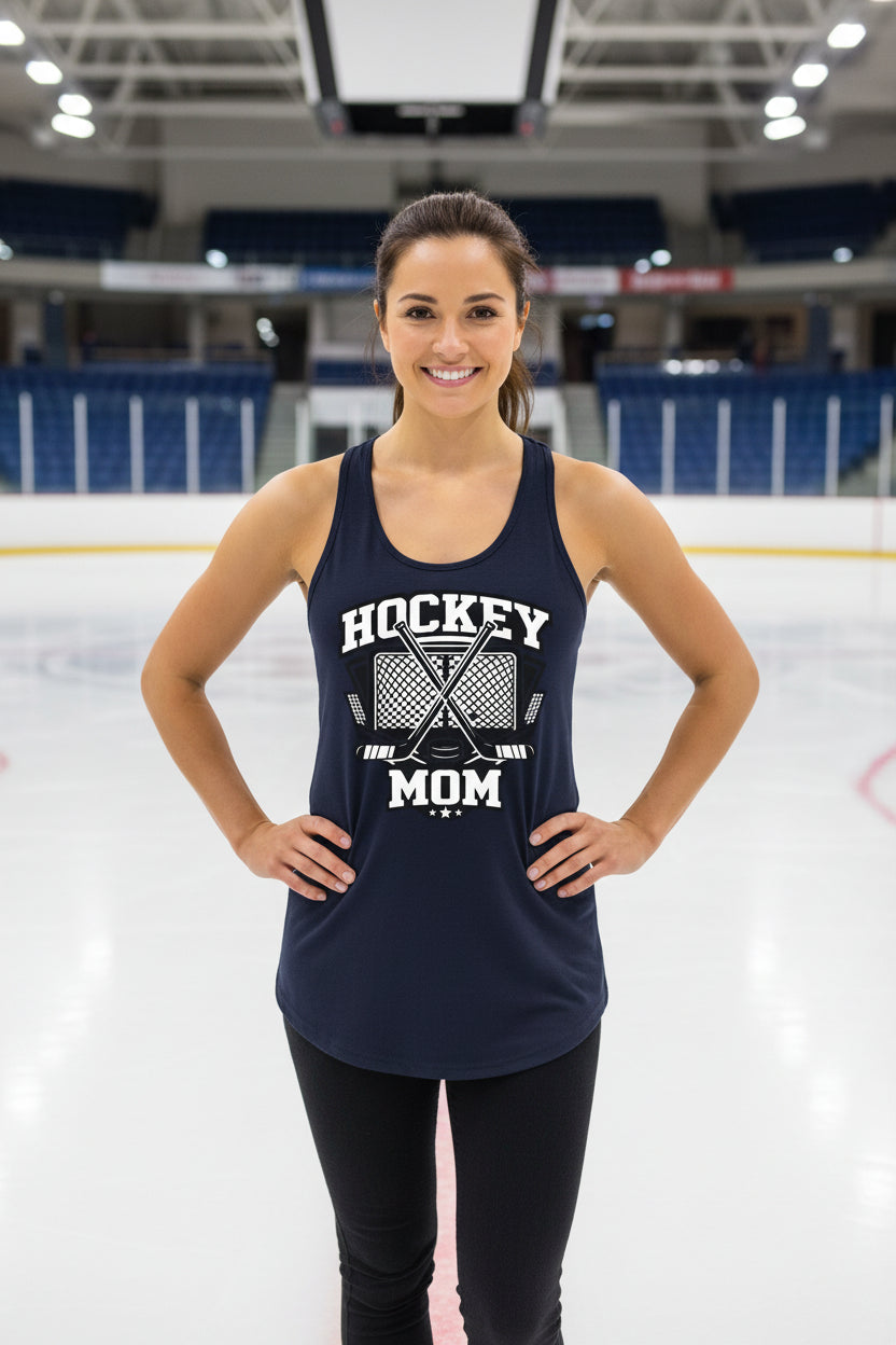 Game Day Hockey Mom Tank Top Graphic – Bold Athletic Family Supporter Design Black - FRONT
