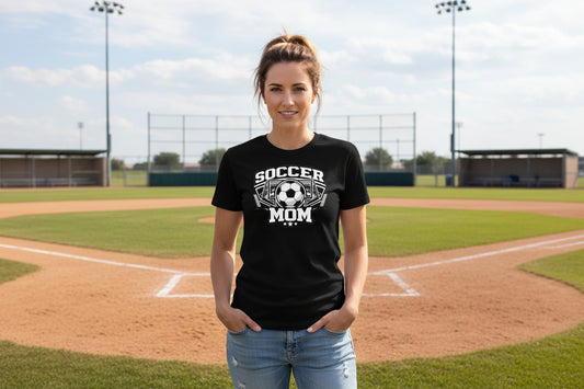Game Day Soccer Mom T-Shirt Design – Retro Athletic Supporter Inspired Graphic SOLID BLK BLEND - FRONT