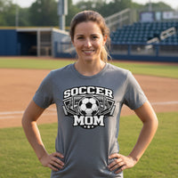 Game Day Soccer Mom T-Shirt Design – Retro Athletic Supporter Inspired Graphic DEEP HEATHER - FRONT
