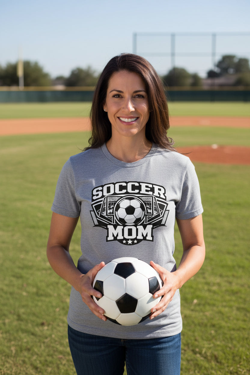 Game Day Soccer Mom T-Shirt Design – Retro Athletic Supporter Inspired Graphic ATHLETIC HEATHER - FRONT