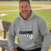 Game Game Day Baseball Mens Hoodie Bold Sports Fan Graphic SPORT GREY - SF500 - FRONT