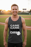 Game Game Day Baseball Mens Tank Top Bold Sports Fan Graphic DARK GREY - 3480 - FRONT